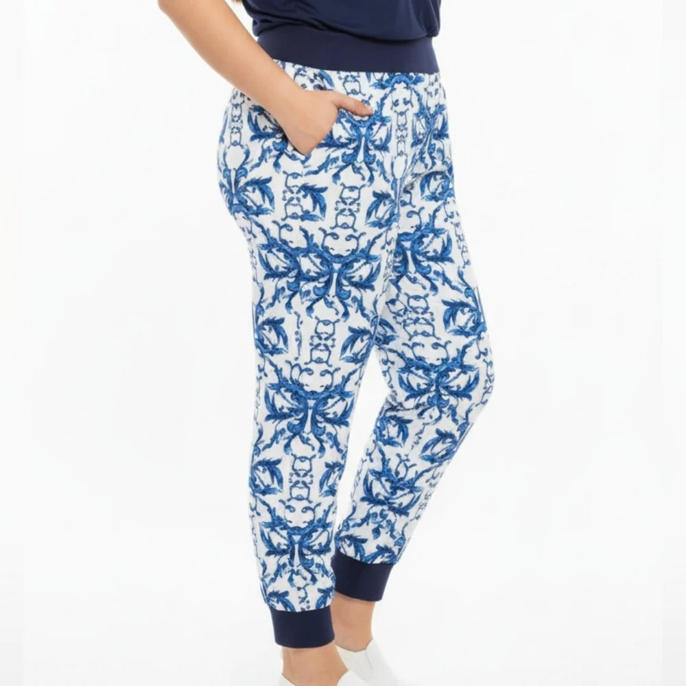 NWT Eaze Wear Blue and White Joggers/Pants (BUY IT NOW) - Picture 2 of 6